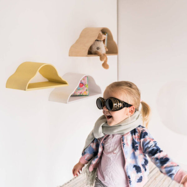 Floating Wall Shelves for Kids – Set of 3 Cloud Shaped Shelves