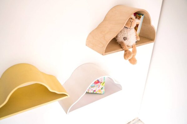 Floating Wall Shelves for Kids – Set of 3 Cloud Shaped Shelves