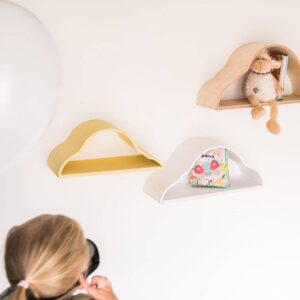 Floating Wall Shelves for Kids – Set of 3 Cloud Shaped Shelves