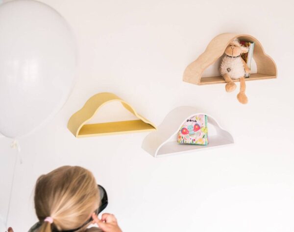 Floating Wall Shelves for Kids – Set of 3 Cloud Shaped Shelves
