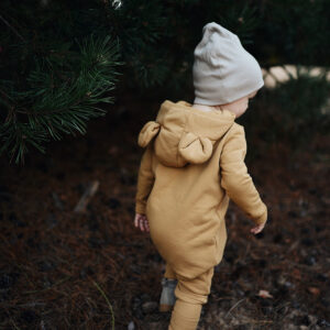 Eared Jumpsuit for Babies and Kids – Mustard