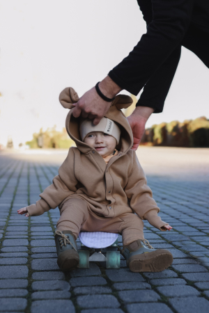 Eared Jumpsuit for Babies and Kids – Cacao