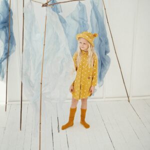 Kids Hat with Ears – Waves on Mustard