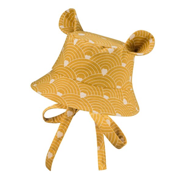 Kids Hat with Ears – Waves on Mustard