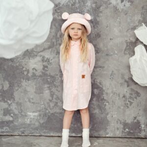 Kids Hat with Ears – Waves on Pink