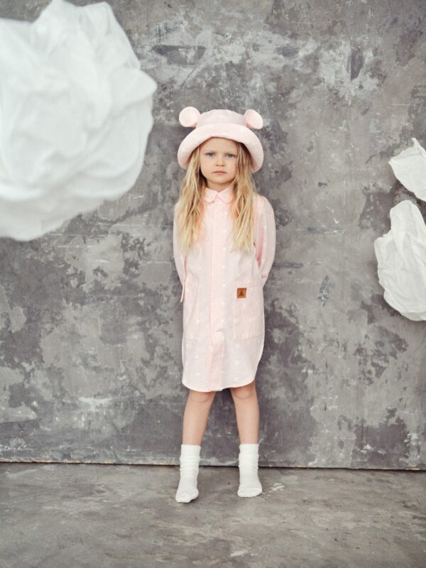 Kids Hat with Ears – Waves on Pink