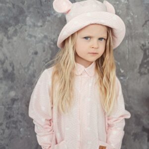 Kids Hat with Ears – Waves on Pink