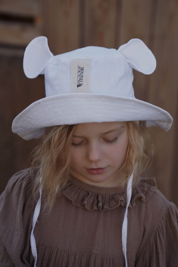 Kids Hat with Ears – White