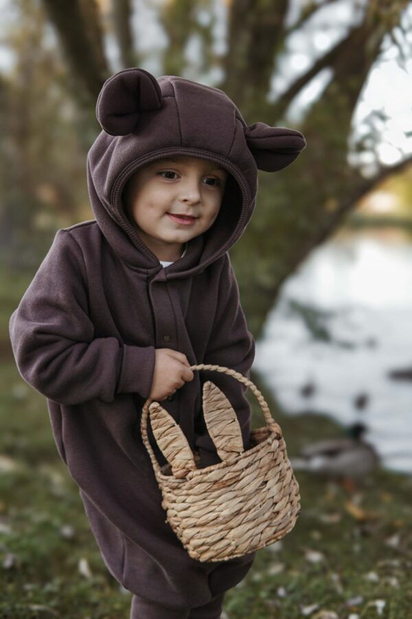 Eared Jumpsuit for Babies and Kids – Chocolate