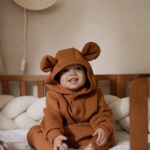 Eared Jumpsuit for Babies and Kids – Cinnamon