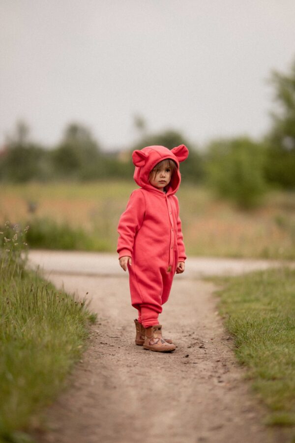 Eared Jumpsuit for Babies and Kids – Coral