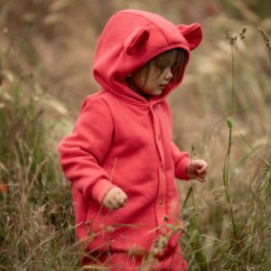 Eared Jumpsuit for Babies and Kids – Coral
