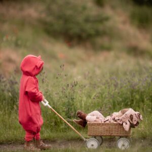 Eared Jumpsuit for Babies and Kids – Coral