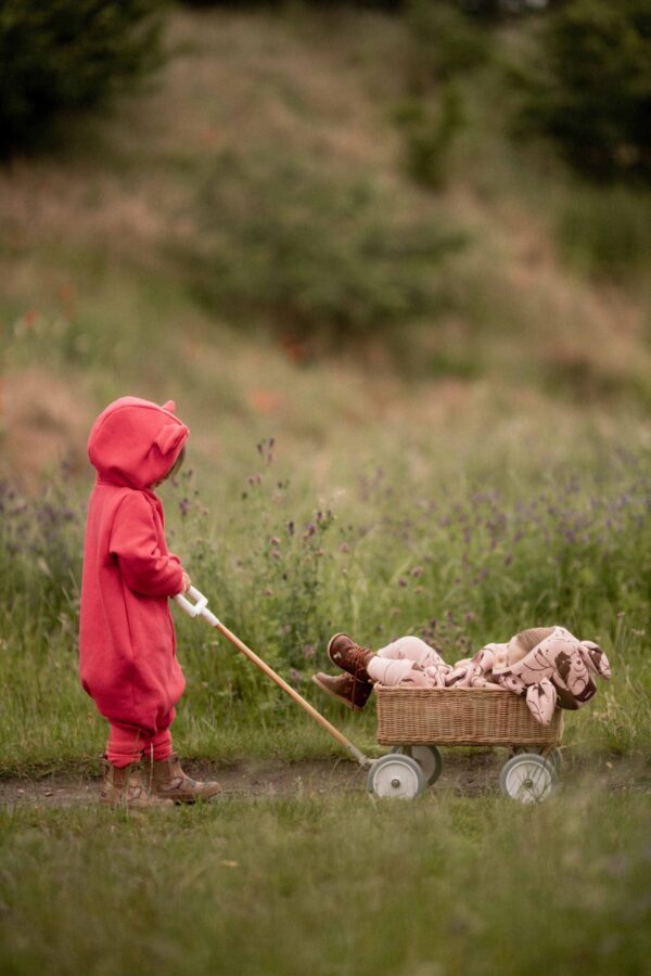 Eared Jumpsuit for Babies and Kids – Coral