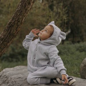 Eared Jumpsuit for Babies and Kids – Melange Grey