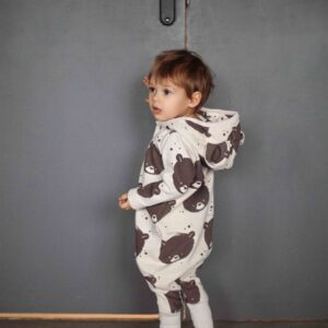 Eared Jumpsuit for Babies and Kids – Beige Bear