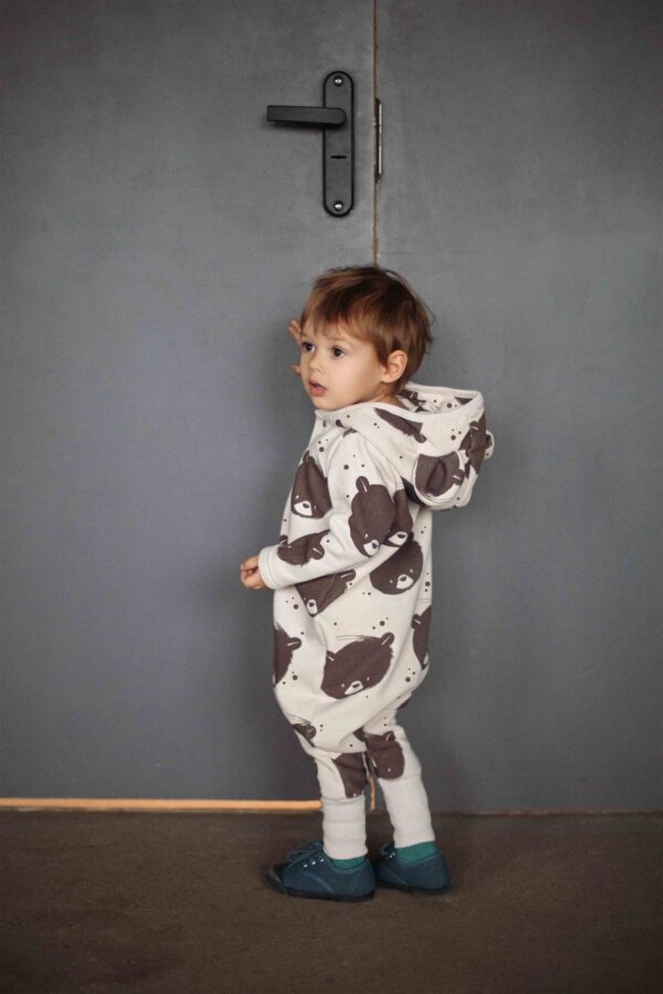 Eared Jumpsuit for Babies and Kids – Beige Bear