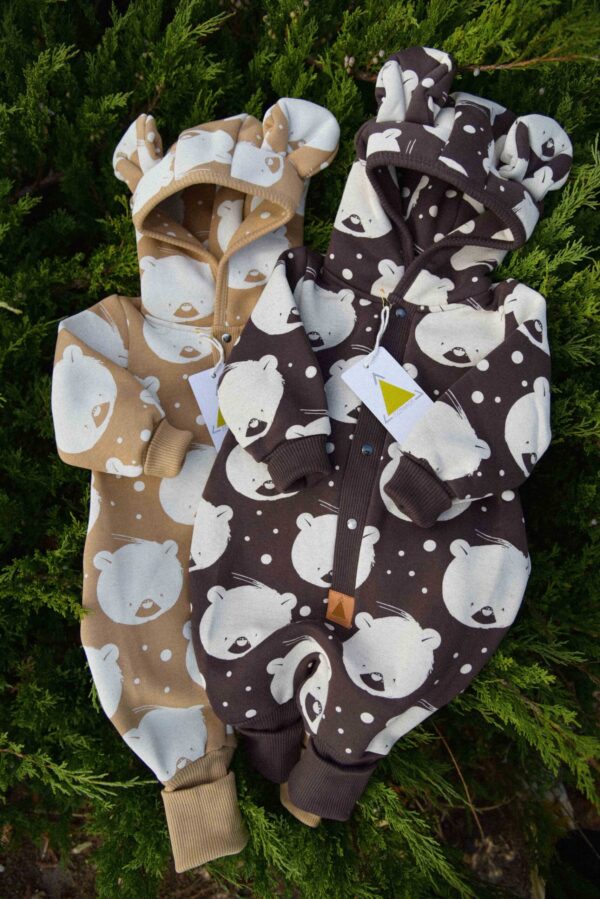 Eared Jumpsuit for Babies and Kids – Chocolate Polar Bear