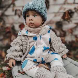 Eared Jumpsuit for Babies and Kids – Blue Hearts