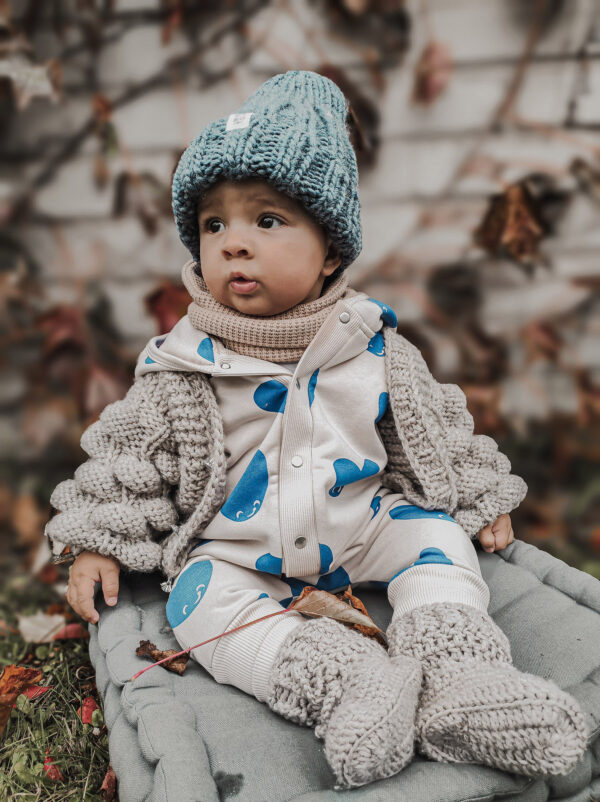 Eared Jumpsuit for Babies and Kids – Blue Hearts