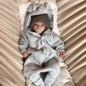 Eared Jumpsuit for Babies and Kids – Melange Grey