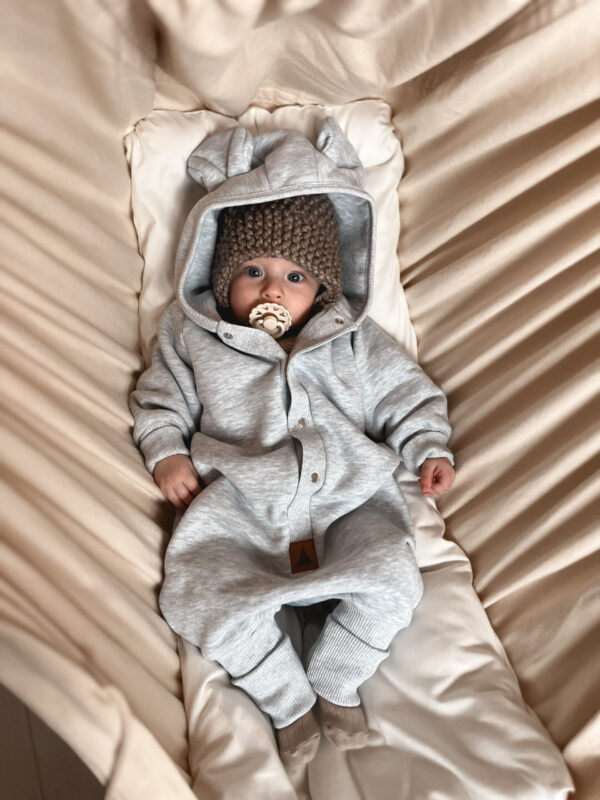 Eared Jumpsuit for Babies and Kids – Melange Grey