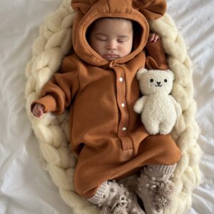 Eared Jumpsuit for Babies and Kids – Cinnamon