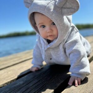 Eared Jumpsuit for Babies and Kids – Melange Grey