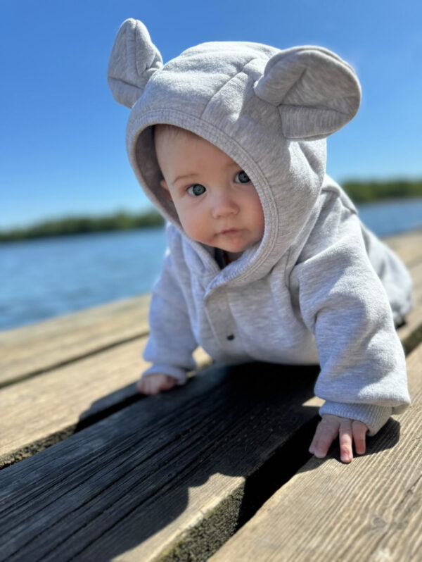 Eared Jumpsuit for Babies and Kids – Melange Grey