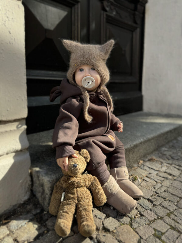 Eared Jumpsuit for Babies and Kids – Chocolate