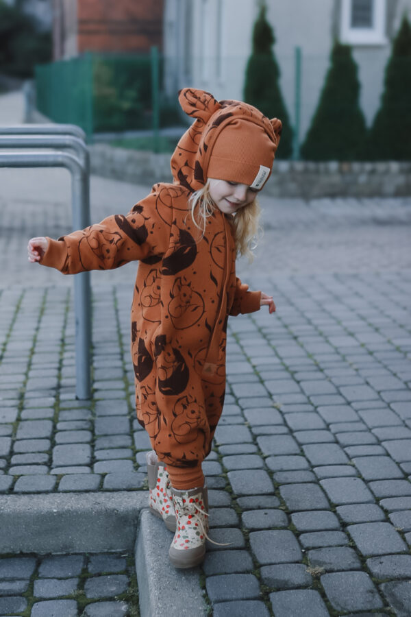 Eared Jumpsuit for Babies and Kids – Cinnamon Squirrel