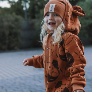 Eared Jumpsuit for Babies and Kids – Cinnamon Squirrel