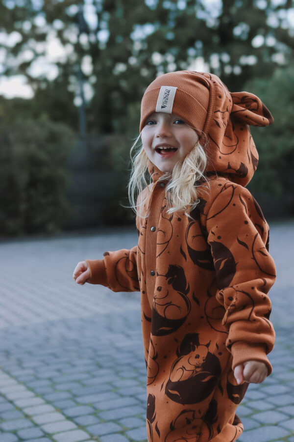 Eared Jumpsuit for Babies and Kids – Cinnamon Squirrel