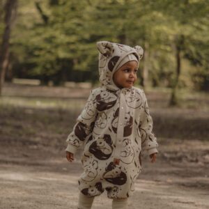 Eared Jumpsuit for Babies and Kids – Beige Squirrel