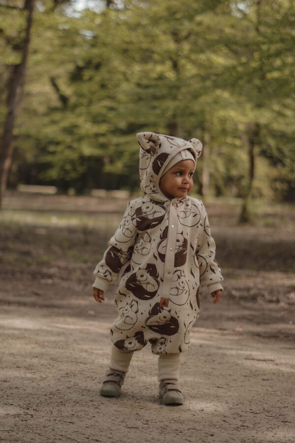 Eared Jumpsuit for Babies and Kids – Beige Squirrel