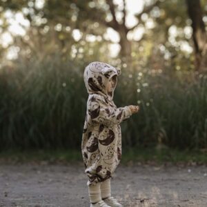 Eared Jumpsuit for Babies and Kids – Beige Squirrel