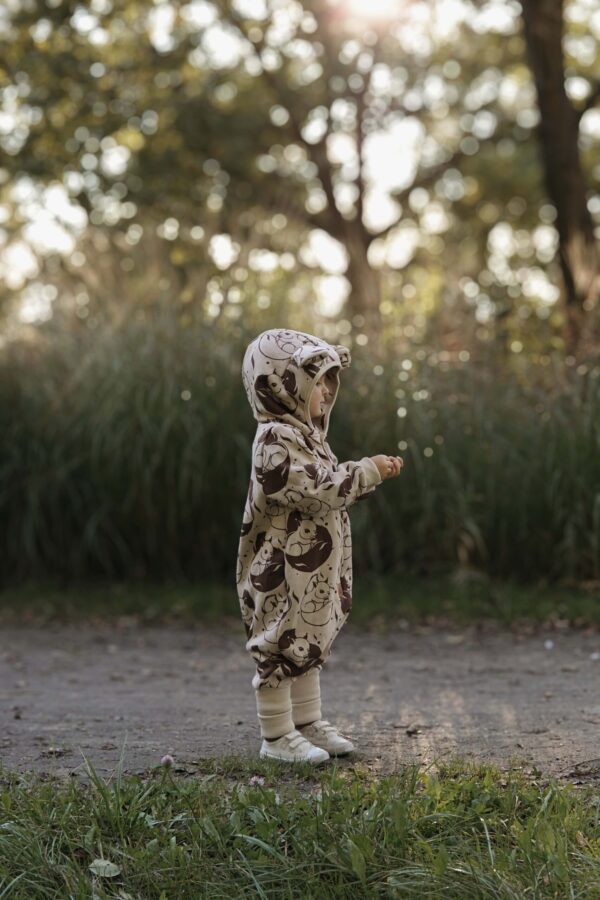 Eared Jumpsuit for Babies and Kids – Beige Squirrel