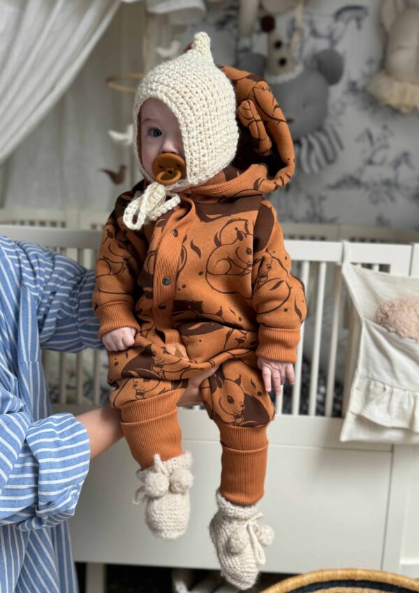 Eared Jumpsuit for Babies and Kids – Cinnamon Squirrel