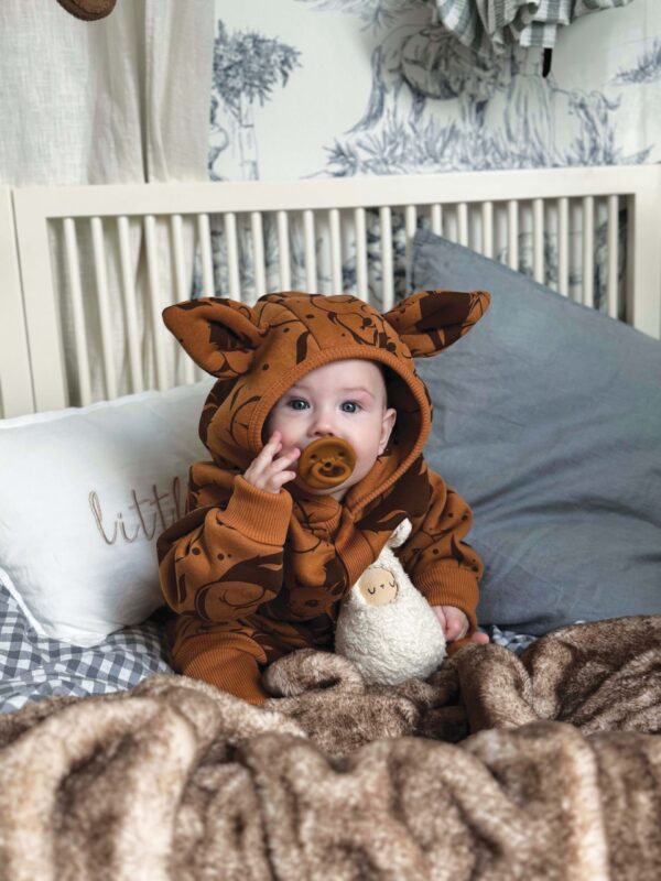 Eared Jumpsuit for Babies and Kids – Cinnamon Squirrel