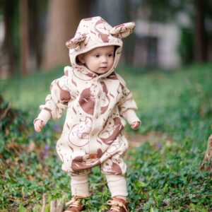 Eared Jumpsuit for Babies and Kids – Beige Squirrel