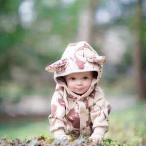 Eared Jumpsuit for Babies and Kids – Beige Squirrel