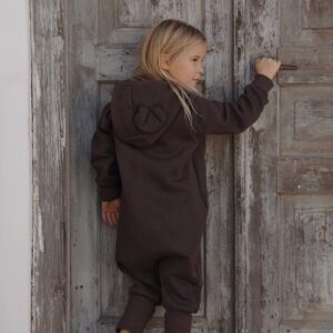 Eared Jumpsuit for Babies and Kids – Chocolate