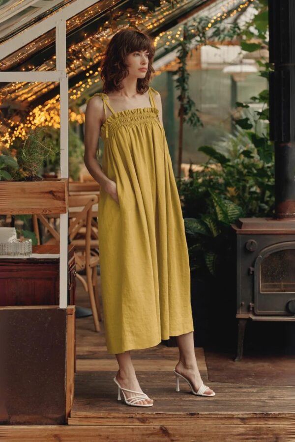 Linen Ballade Dress – Lemon Curry