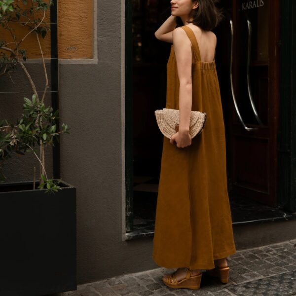 Linen Fugue Dress – Bronze