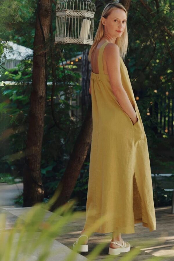 Linen Fugue Dress – Lemon Curry