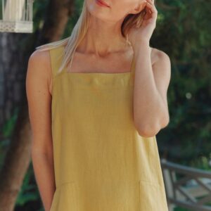 Linen Fugue Dress – Lemon Curry
