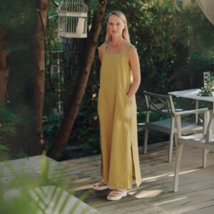 Linen Fugue Dress – Lemon Curry