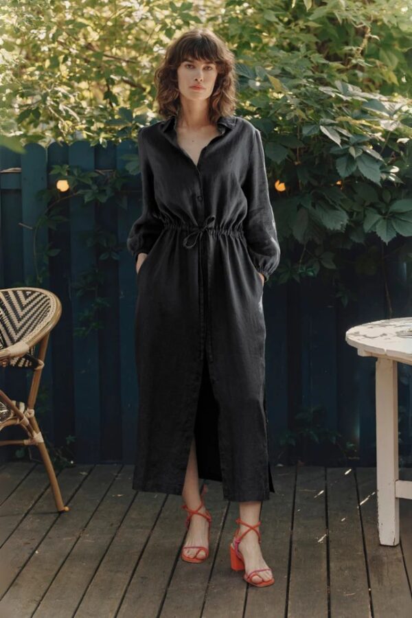 Linen Rhapsody Dress – Black