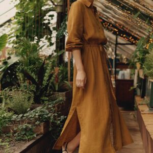 Linen Rhapsody Dress – Bronze
