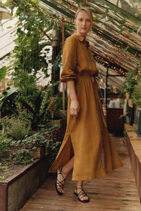 Linen Rhapsody Dress – Bronze